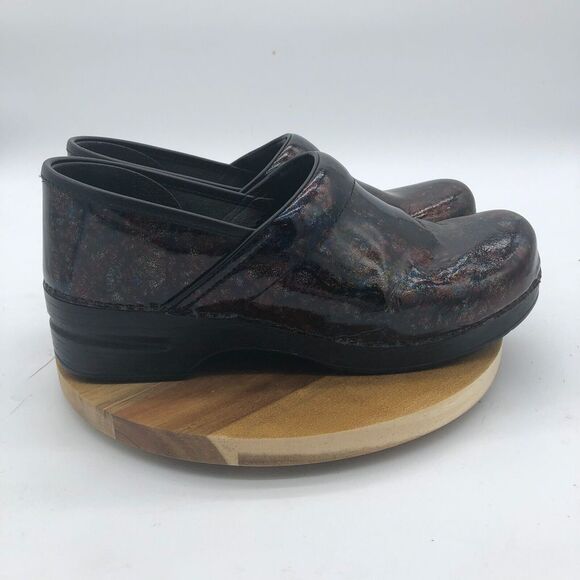 Dansko Professional Clogs Shoes Womens 11.5 Multi Scribble Patent Leather - Picture 1 of 11